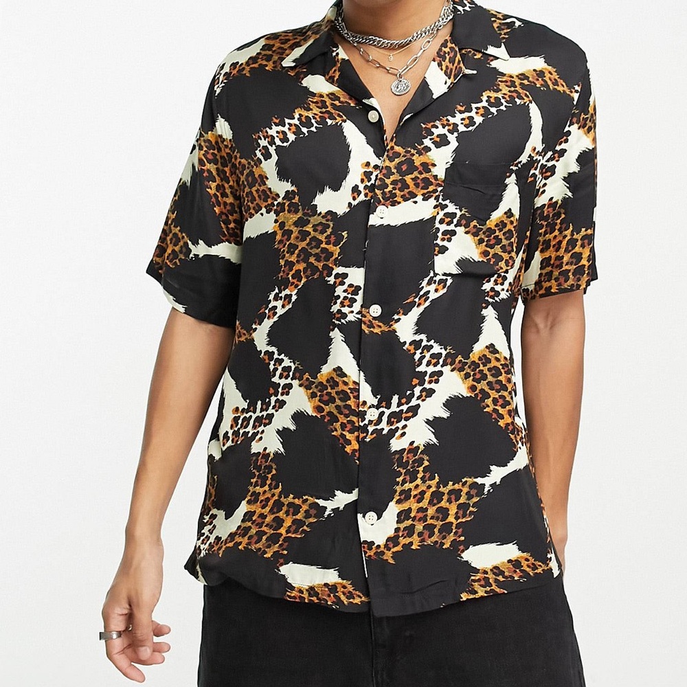 Men’s allsaints graphic shirt in leopard print